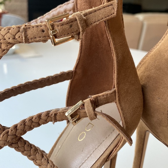Brown Suede Aldo Braided Heels - Picture 6 of 6